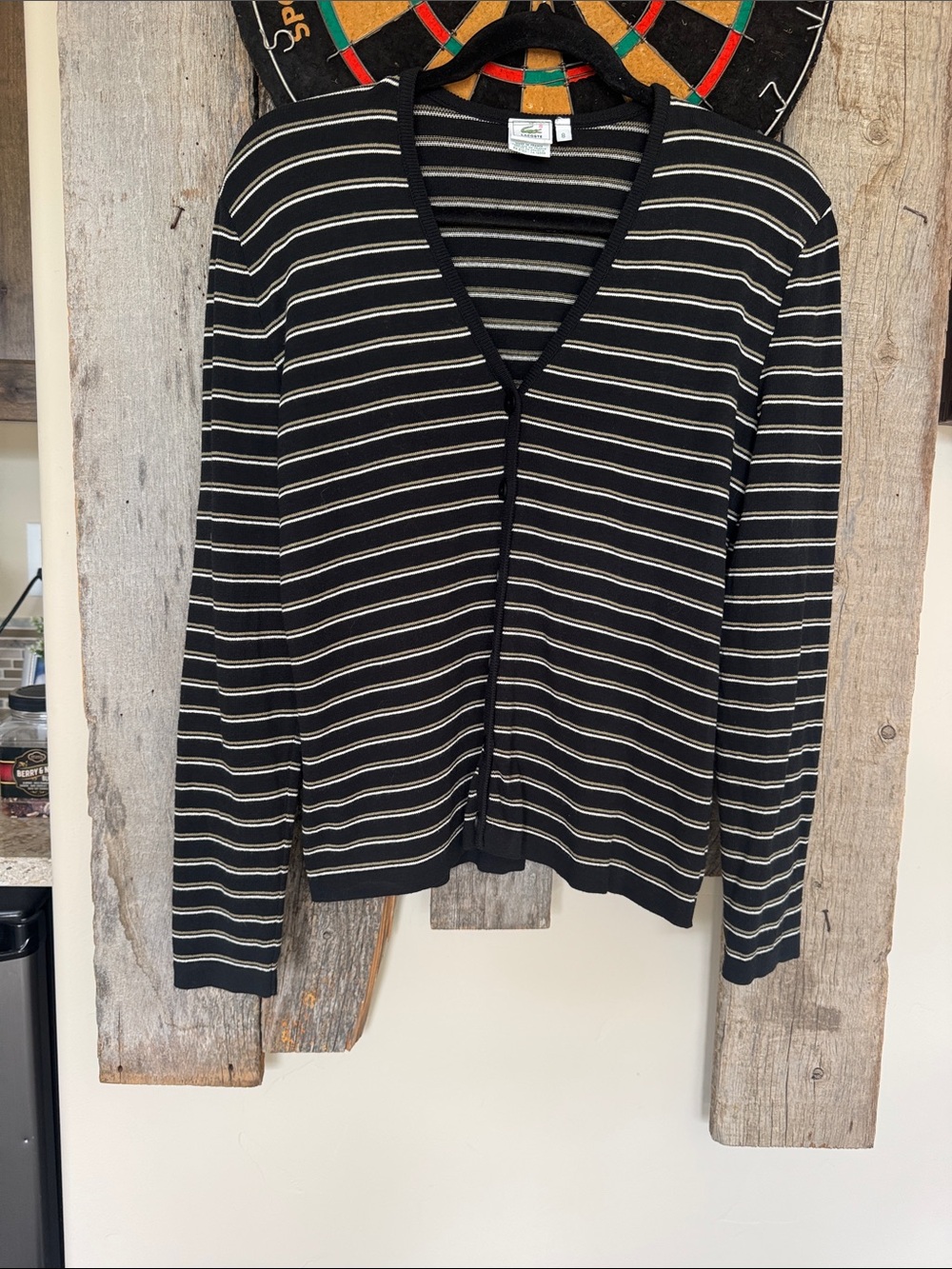 Lacoste Black V neck button up cardigan